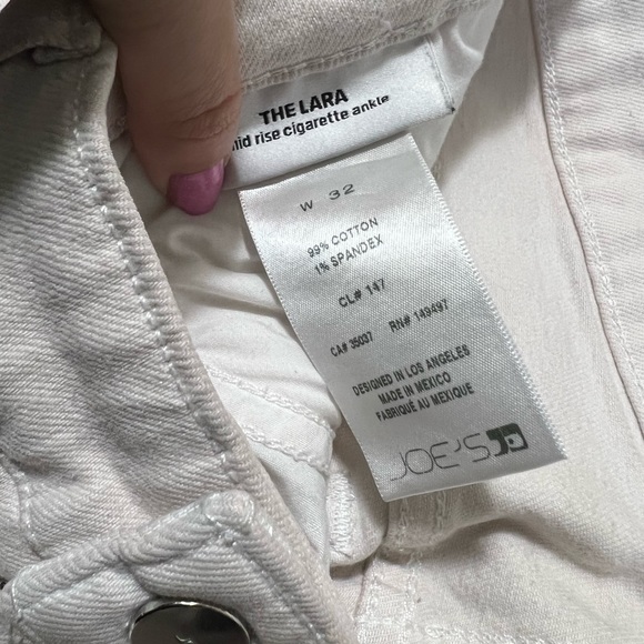 FLAWED Joe’s Jeans White Lara Mid Rise Cigarette Ankle Cut Hem Jeans 32 $168 - Picture 6 of 7